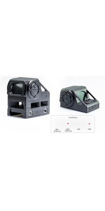 SHIELD Switchable Interface Sight 2 Center Dot (SIS2-CD) Rotpunktvisier – umschaltbares Center-Dot-Absehen – Mattschwarz