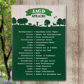 Metallschild ''Jägersprache''