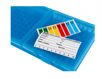MTM Patronenbox P-200-9-24 blau klar mit Klappdeckel f. 200 Patronen 9mm u.w.