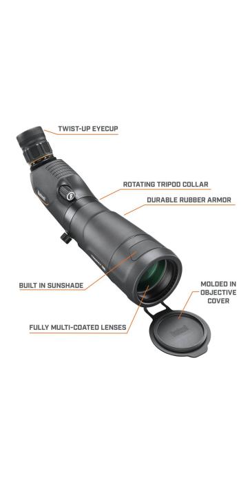 Bushnell Spektiv Trophy Xtreme 20-60x65mm mit Schrägeinblick, schwarz, Porro-Prismen, mit Koffer und Stativ