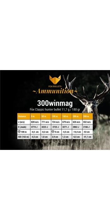 Fox Bullets Classic Hunter .300 Win. Mag. 180GR / 11,7g bleifrei 20 Patronen