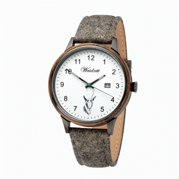 Herrenjagduhr Hubertus Auerhahn mit Lodenarmband Olivgrün