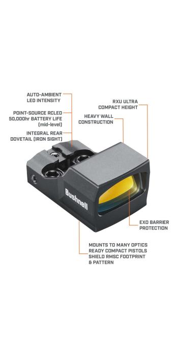 Bushnell Rotpunktvisier RXU-200 Ultra-Compact (RMS/RMSc-Footprint) Bushnell Rotpunktvisier RXU-200 Ultra-Compact (RMS/RMSc-Footprint)