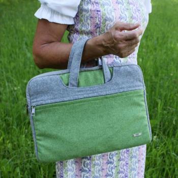 Laptoptasche Gloria in Grün & Grau