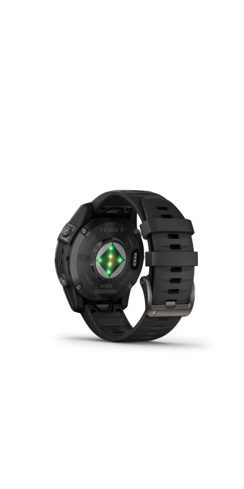 Garmin fēnix® 7 Pro – Sapphire Solar Edition, Schwarz/Carbongrau Titan DLC mit QuickFit®-Silikon-Armband 22 mm