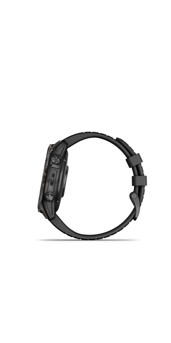 Garmin fēnix® 7 Pro – Sapphire Solar Edition, Schwarz/Carbongrau Titan DLC mit QuickFit®-Silikon-Armband 22 mm