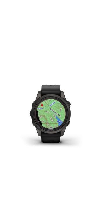 Garmin fēnix® 7S Pro – Sapphire Solar Edition, Schwarz/Carbongrau Titan DLC mit QuickFit®-Silikon-Armband 20 mm