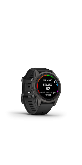 Garmin fēnix® 7S Pro – Sapphire Solar Edition, Schwarz/Carbongrau Titan DLC mit QuickFit®-Silikon-Armband 20 mm
