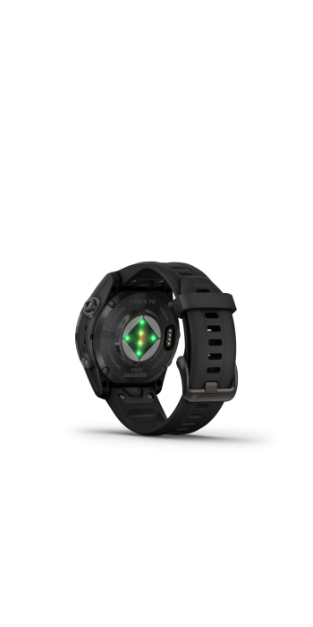 Garmin fēnix® 7S Pro – Sapphire Solar Edition, Schwarz/Carbongrau Titan DLC mit QuickFit®-Silikon-Armband 20 mm