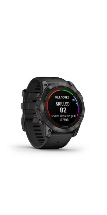 Garmin fēnix® 7X Pro – Sapphire Solar Edition, Schwarz/Carbongrau Titan mit QuickFit®-Silikon-Armband 26 mm