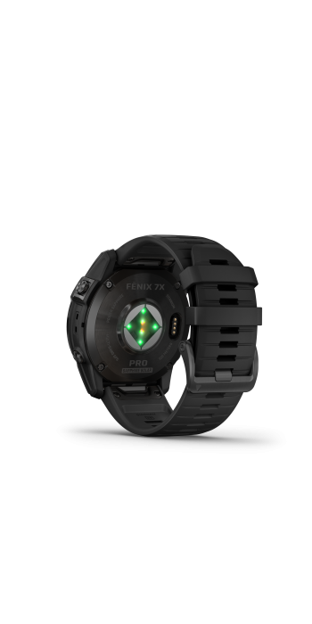 Garmin fēnix® 7X Pro – Sapphire Solar Edition, Schwarz/Carbongrau Titan mit QuickFit®-Silikon-Armband 26 mm