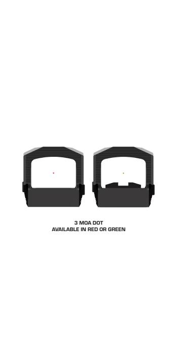 Swampfox Sentinel II 1x20 RMSc Micro-Reflexvisier - 3 MOA Dot, rot, Blackout Rear Sight Guide
