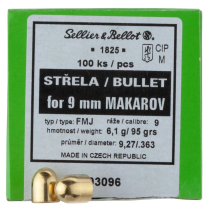 Sellier & Bellot Geschosse 9mm Makarov / .363 Vollmantel 95GR 100 Stück
