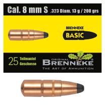 Brenneke Geschoss 8mm S (.323) BASIC 13g / 200grs 25 Stück Brenneke Geschoss 8mm S (.323) BASIC 13g / 200grs 25 Stück
