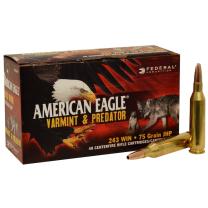 Federal American Eagle Varmint & Predator .243 Win. 75GR JHP 40 Patronen