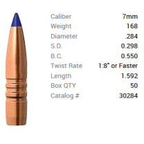 Barnes Geschoss 7mm/.284 168GR Long-Range X BT 50 Stück Barnes Geschoss 7mm/.284 168GR Long-Range X BT 50 Stück