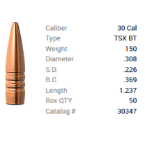 Barnes Geschoss .30/.308 150GR TSX BT 50 Stück Barnes Geschoss .30/.308 150GR TSX BT 50 Stück
