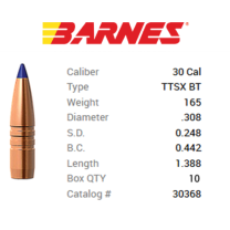 TESTPACK - Barnes Geschoss .30/.308 165GR Tipped TSX BT 10 Stück