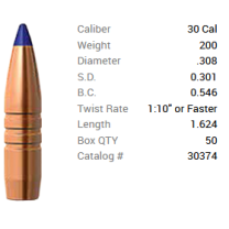 Barnes Geschoss .30/.308 200GR Long-Range X Hunting BT 50 Stück Barnes Geschoss .30/.308 200GR Long-Range X Hunting BT 50 Stück