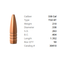 Barnes Geschoss .338/.338 210GR TSX BT 50 Stück Barnes Geschoss .338/.338 210GR TSX BT 50 Stück
