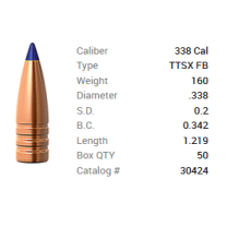 Barnes Geschoss .338/.338 160GR Tipped TSX FB 50 Stück Barnes Geschoss .338/.338 160GR Tipped TSX FB 50 Stück