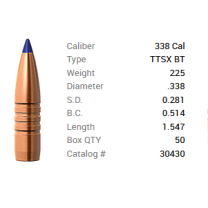 Barnes Geschoss .338/.338 225GR Tipped TSX BT 50 Stück