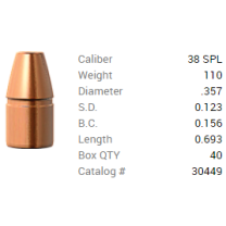 Barnes Geschoss .38 Special/.357 110GR M/LE Tac-XP Pistol FB 40 Stück