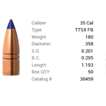 Barnes Geschoss .35/.358 180GR Tipped TSX Spitzer FB 50 Stück