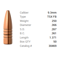 Barnes Geschoss 9,3mm/.366 250GR TSX HP FB 50 Stück