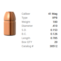 Barnes Geschoss .41 Mag./.410 180GR XPB Pistol FB 20 Stück Barnes Geschoss .41 Mag./.410 180GR XPB Pistol FB 20 Stück