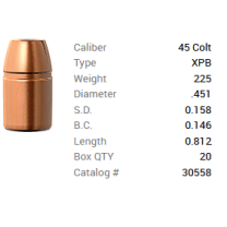 Barnes Geschoss .45 Colt/.451 225GR XPB Pistol FB 20 Stück