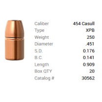 Barnes Geschoss .454 Casull/.451 250GR XPB Pistol FB 20 Stück
