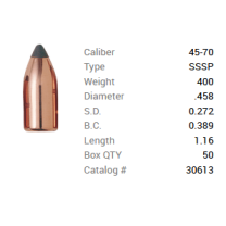 Barnes Geschoss .45-70/.458 400GR Originals Semi-Spitzer FB 50 Stück