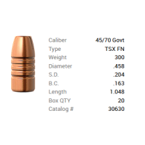 Barnes Geschoss .45-70/.458 300GR TSX FN 20 Stück Barnes Geschoss .45-70/.458 300GR TSX FN 20 Stück