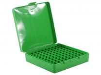 MTM Patronenbox P-100-45-10 grün mit Klappdeckel f. 100 Patronen .45 ACP u.w.