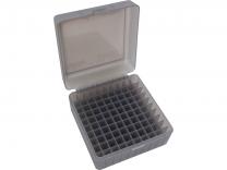 MTM Patronenbox RS-100-41 rauch klar mit Klappdeckel f. 100 Patronen .223 u.w.