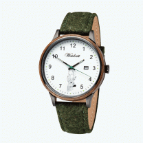 Herrenjagduhr Hubertus Rehbock mit Wurzelholzarmband Herrenjagduhr Hubertus Rehbock mit Wurzelholzarmband