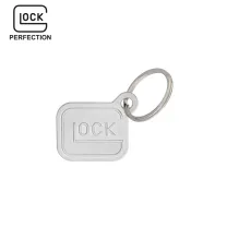 Glock Schlüsselanhänger „Logo“ – Metall versilbert – Silber – ca. 2,8 × 2,4 cm