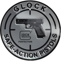 Glock Aluminiumschild „SAFE ACTION PISTOLS“ – Ø 30 cm Glock Aluminiumschild „SAFE ACTION PISTOLS“ – Ø 30 cm