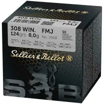 Sellier & Bellot .308 Winchester VM 8,0 g / 124 grs 50 Patronen Sellier & Bellot .308 Winchester VM 8,0 g / 124 grs 50 Patronen