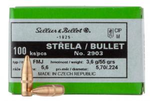 Sellier & Bellot Geschosse .223/.224 5,6mm FMJ 55GR 100 Stück
