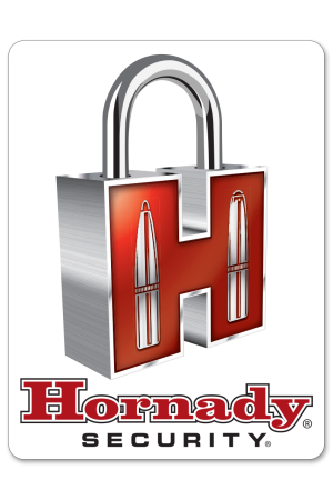 Hornady Security Aufkleber – Rot/Weiß/Schwarz – 4″×5″