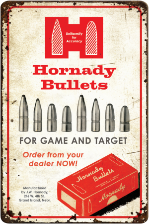 Hornady Bullets Rustic Blechschild Aluminium 12" x 18"