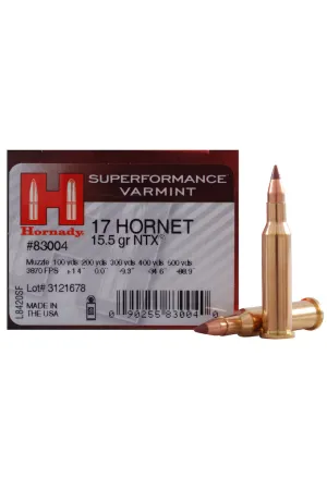 Hornady Superformance Varmint .17 Hornet 1,0 g / 15,5 gr NTX bleifrei – 25 Patronen