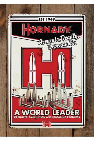 Hornady Vintage-Blechschild „Accurate. Deadly. Dependable.“ – 44,5×29,8 cm