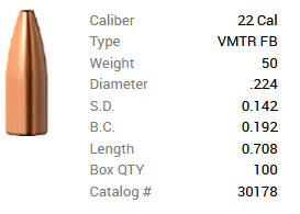 Barnes Geschoss .22/.224 50GR Varminator HP FB 100 Stück