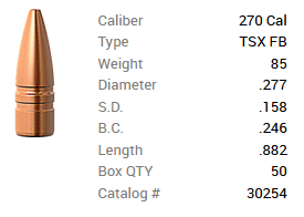 Barnes Geschoss .270/.277 85GR TSX FB 50 Stück