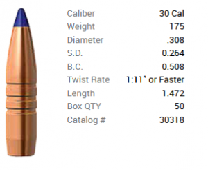 Barnes Geschoss .30/.308 175GR Long-Range X Hunting BT 50 Stück