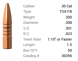 Barnes Geschoss .30/.308 200GR TSX FB 50 Stück