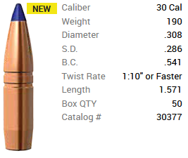 Barnes Geschoss .30/.308 190GR Long-Range X Hunting BT 50 Stück